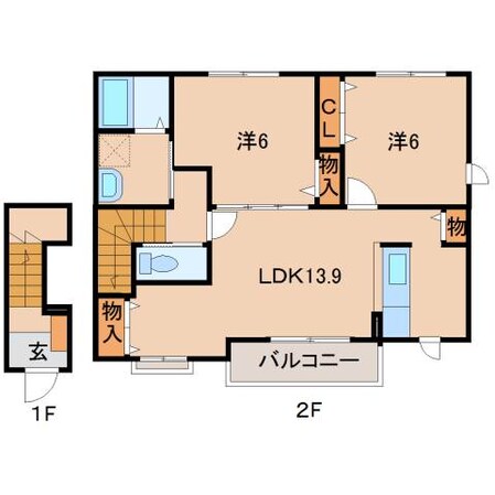 紀伊中ノ島駅 徒歩21分 2階の物件間取画像